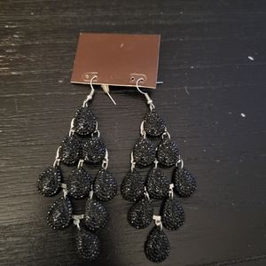4" Black textured earrings